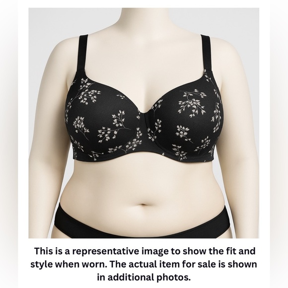 Cacique 42DD Black Floral Balconette Bra – Lightly Lined Backsmoother NWOT - Picture 8 of 10